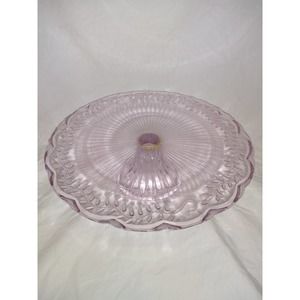 Pale pink footed cake stand with vine pattern